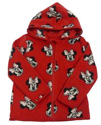 Červená fleecová propínací mikina s Minnie a kapucí George