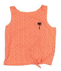 Neonově oranžový puntíkatý crop top s palmou Yigga