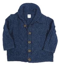 Tmavomodrý melírovaný vzorovaný propínací svetr GAP