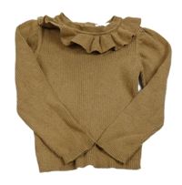 Hnědý žebrovaný svetr s límečkem Next