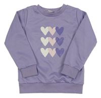 Lila mikina se srdíčky Shein
