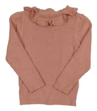 Růžový žebrovaný svetr s límečkem George