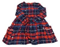 Tmavomodro-červené kostkované šaty s hvězdami Joules