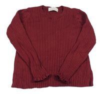 Vínový žebrovaný svetr H&M