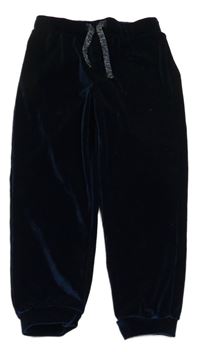 Tmavomodré sametové tepláky Little kids