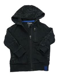 Černá propínací mikina s melírovanými pruhy a kapucí F&F