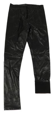 Černé koženkové zateplené legíny H&M