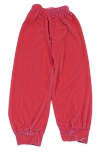 Neonově růžové sametové tepláky 