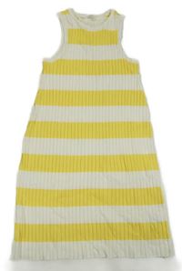 Bílo-žluté pruhované žebrované úpletové šaty H&M