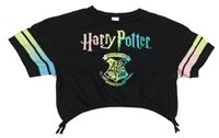 Černo-barevné crop tričko - Harry Potter C&A