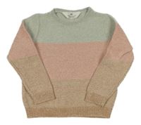 Mintiovo-růžovo-béžový melírovaný svetr H&M