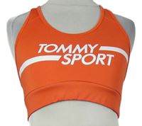 Dámský červený sportovní crop top s logem Tommy 