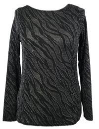 Dámské černo-stříbrné vzorované průsvitné triko Dorothy Perkins 