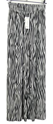 Nové - Dámské černo-smetanové vzorované palazzo kalhoty Yu & Me