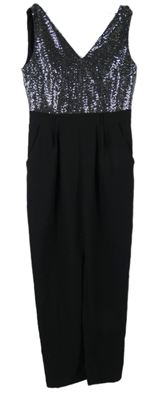 Dámský černo-stříbrný kalhotový společenský overal Dorothy Perkins