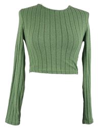 Nové - Dámské zelené žebrované úpletové crop triko Shein 