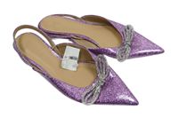 Nové - Dámské fialové třpytivé slingback lodičky s mašlemi H&Mvel. 39