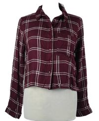 Nové - Dámská vínovo-bílá kostkovaná crop halenka Atmosphere 