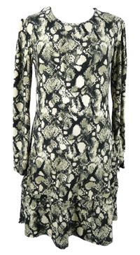 Dámské černo-smetnaové vzorované šaty Primark 