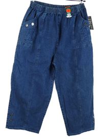 Nové - Dámské modré capri elastické rifle 