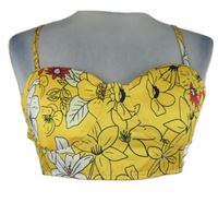 Dámský žlutý crop top s květy 