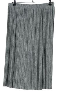 Dámská šedá melírovaná úpletová plisovaná midi sukně George 