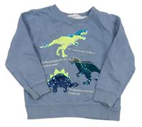 Světlemodrá mikina s dinosaury z flitrů H&M