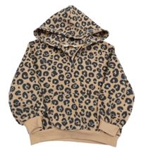 Béžová fleecová mikina s flíčky a kapucí H&M