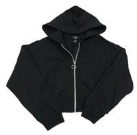 Černá propínací crop mikina s kapucí New Look