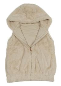 Béžová kožešinová podšitá vesta s kapucí Nutmeg