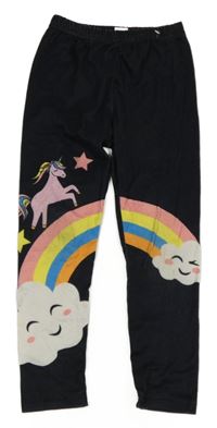 Černé legíny s duhou a jednorožcem Shein