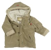 Béžová zimní bunda se sobem a kapucí 