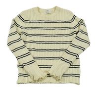 Vanilkový pruhovaný žebrovaný svetr H&M
