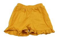 Žluté plátěné kraťasy Shein