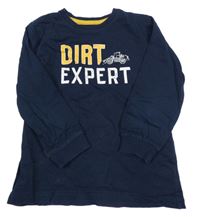 Tmavomodré triko s nápisem a bagrem Topolino