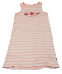 Růžovo-bílé pruhovaný top s broučky Okaidi