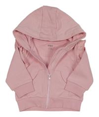 Růžová propínací mikina s volány a kapucí M&S
