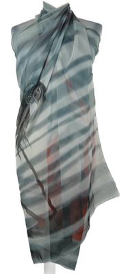 Dámské šedé pruhované pareo s palmami