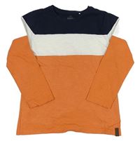 Tmavomodro-bílo-oranžové triko Topolino