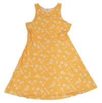 Oranžové květované bavlněné šaty H&M
