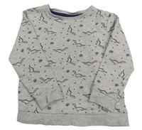 Šedá mikina s dinosaury a srdíčky Mothercare