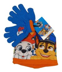 Nové - 2set - Modro-oranžová čepice + rukavice -Tlapová patrola Nickelodeon