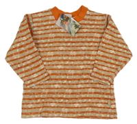 Béžovo-oranžová pruhovaná mikina 