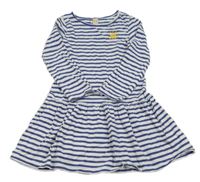 Tmavomodro-bílé pruhované bavlněné šaty se sluníčkem TCM