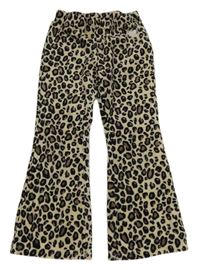 Smetanovo-černé leopardí sametové flare kalhoty Lindex