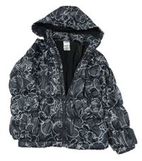 Černá šusťáková zimní bunda s Mickeym a kapucí Disney