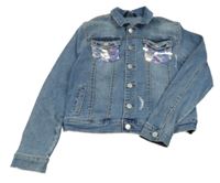 Modrá riflová crop bunda s pajetkami George