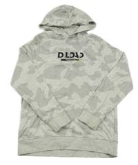 Světlešedo-černá vzorovaná mikina s nápisem a kapucí C&A