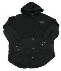 Černá crop mikina s halenkou, výšivkou a kapucí River Island