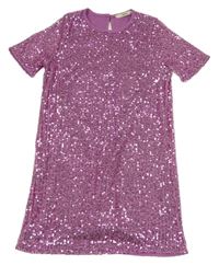 Růžové flitrové šaty George